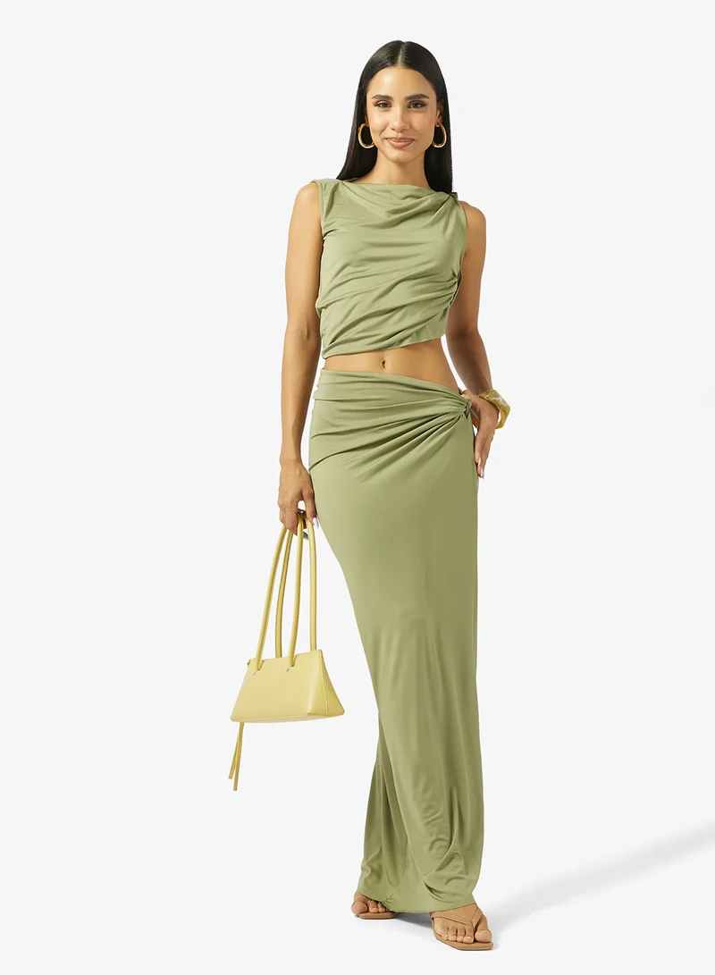 Ginger  Draped Fitted Top & Skirt Coord Set for Women | Best Price UAE